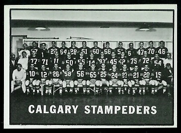 Calgary Stampeders Team 1961 Topps CFL football card