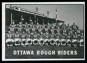 Ottawa Rough Riders Team 1961 Topps CFL football card Ottawa Rough Riders Team 1961 Topps CFL football card