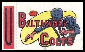 Baltimore Colts 1961 Topps Flocked Stickers football card