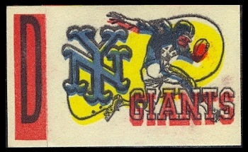 NY Giants 1961 Topps Flocked Stickers football card