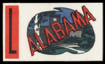 Alabama 1961 Topps Flocked Stickers football card