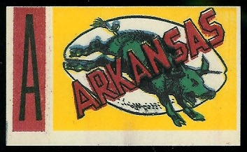 Arkansas 1961 Topps Flocked Stickers football card