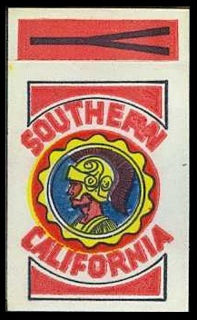 Southern California 1961 Topps Flocked Stickers football card