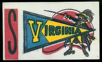 Virginia 1961 Topps Flocked Stickers football card