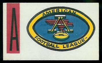 American Football League - A 1961 Topps Flocked Stickers football card