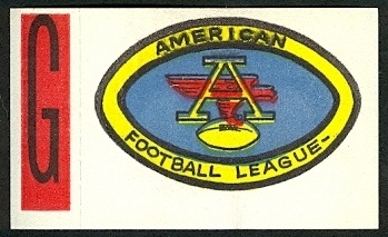 American Football League - G 1961 Topps Flocked Stickers football card