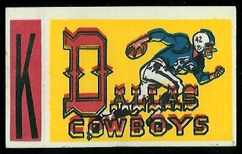 Dallas Cowboys 1961 Topps Flocked Stickers football card