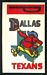 1961 Topps Flocked Stickers Dallas Texans - P