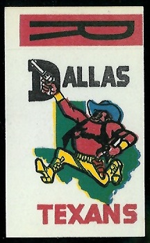 Dallas Texans - R 1961 Topps Flocked Stickers football card