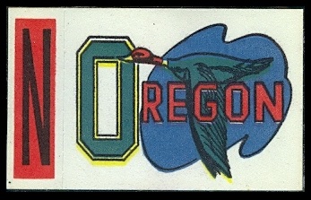 Oregon - N 1961 Topps Flocked Stickers football card