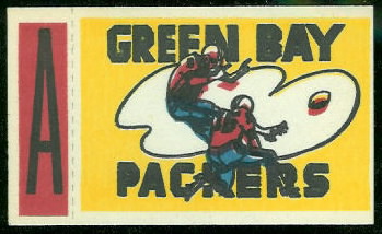 Green Bay Packers 1961 Topps Flocked Stickers football card Green Bay Packers 1961 Topps Flocked Stickers football card