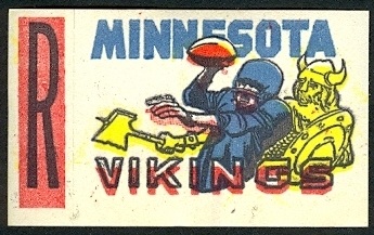 Minnesota Vikings 1961 Topps Flocked Stickers football card