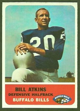 Bill Atkins 1962 Fleer football card