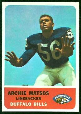 Archie Matsos 1962 Fleer football card