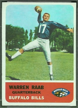 Warren Rabb 1962 Fleer football card