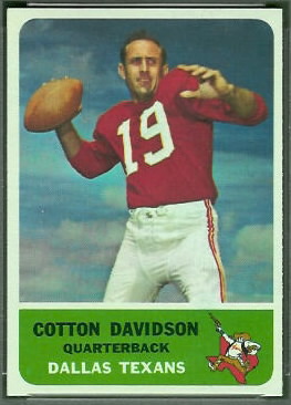 Cotton Davidson 1962 Fleer football card