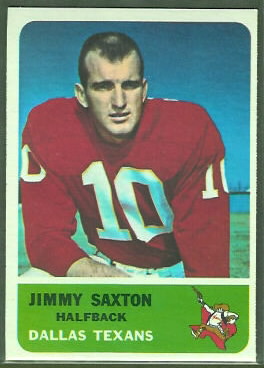 Jimmy Saxton 1962 Fleer football card