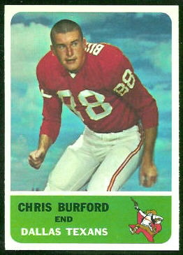 Chris Burford 1962 Fleer football card