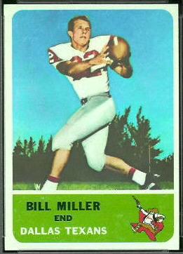 Bill Miller 1962 Fleer football card