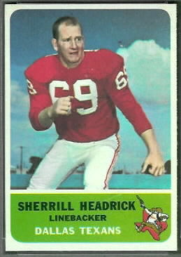 Sherrill Headrick 1962 Fleer football card