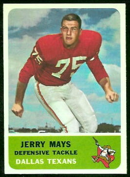 Jerry Mays 1962 Fleer football card