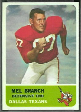 Mel Branch 1962 Fleer football card