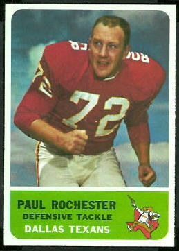 Paul Rochester 1962 Fleer football card