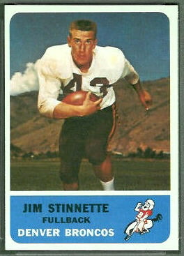 Jim Stinnette 1962 Fleer football card