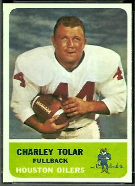 Charley Tolar 1962 Fleer football card