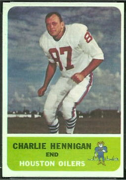 Charlie Hennigan 1962 Fleer football card