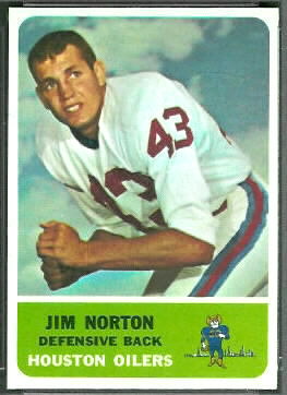 Jim Norton 1962 Fleer football card