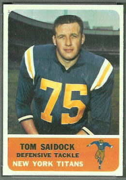 Tom Saidock 1962 Fleer football card