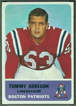 Tommy Addison 1962 Fleer football card