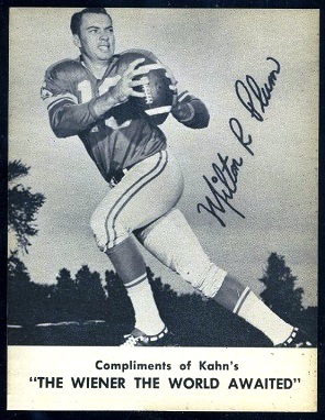 Milt Plum 1962 Kahns football card