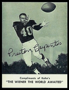 Preston Carpenter 1962 Kahns football card