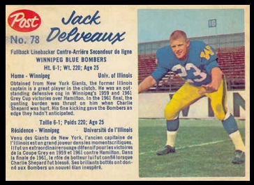Jack Delveaux - 1962 Post CFL #78 - Vintage Football Card Gallery