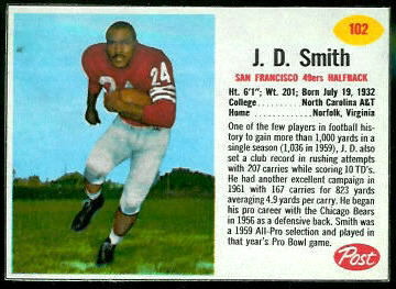 J.D. Smith 1962 Post Cereal football card