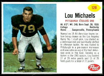 Lou Michaels 1962 Post Cereal football card