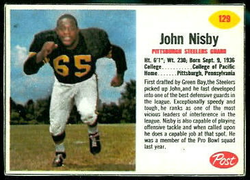 John Nisby 1962 Post Cereal football card