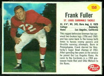 Frank Fuller 1962 Post Cereal football card