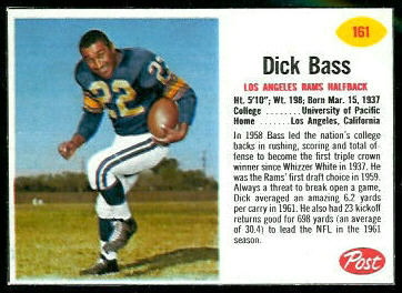 Dick Bass 1962 Post Cereal football card