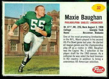 Maxie Baughan 1962 Post Cereal football card