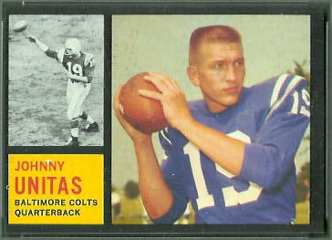 John Unitas 1962 Topps football card