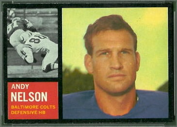 Andy Nelson 1962 Topps football card