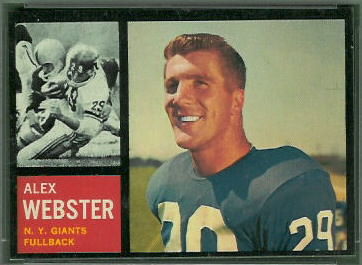 Alex Webster 1962 Topps football card