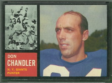 Don Chandler 1962 Topps football card