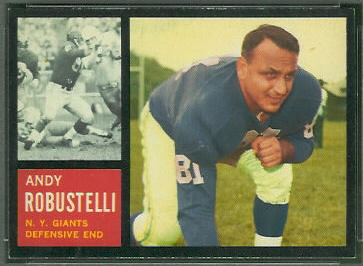 Andy Robustelli 1962 Topps football card