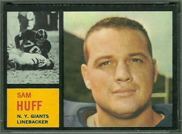 Sam Huff 1962 Topps football card