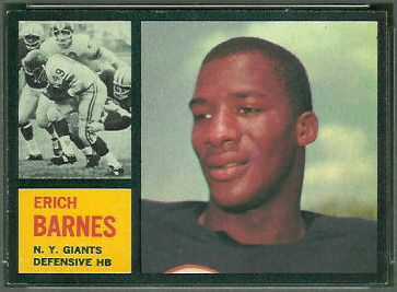 Erich Barnes 1962 Topps football card