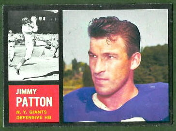 Jim Patton 1962 Topps football card